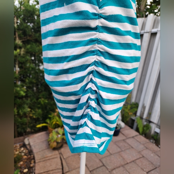 Michael Kors stripped stretch shirt, aqua & white, Sz Medium, EUC - Picture 7 of 8